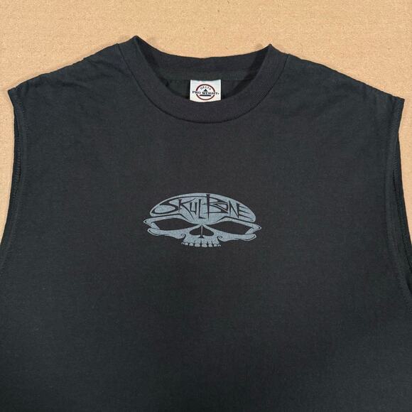 Vintage 2005 Skull Bone Biker Muscle Tee Lightning Skull Tank Top Black L Y2K - Picture 5 of 7